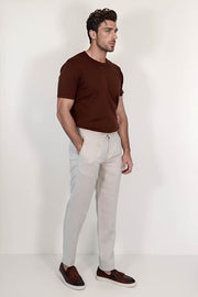 VELVARDE KETEN JOGGER+İPLİ LASTLİKLİ PANTOLON BEJ